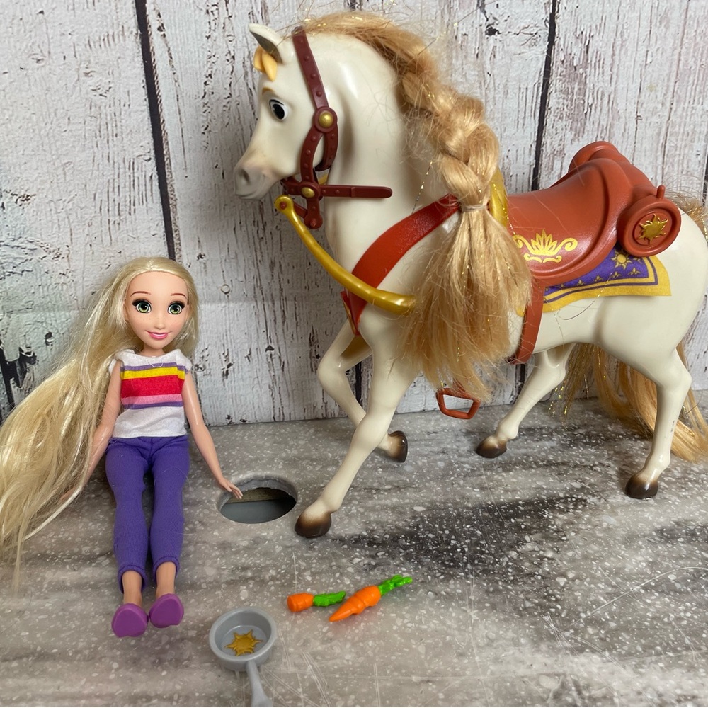 Disneys Rapunzel Barbie and Horse and accessories